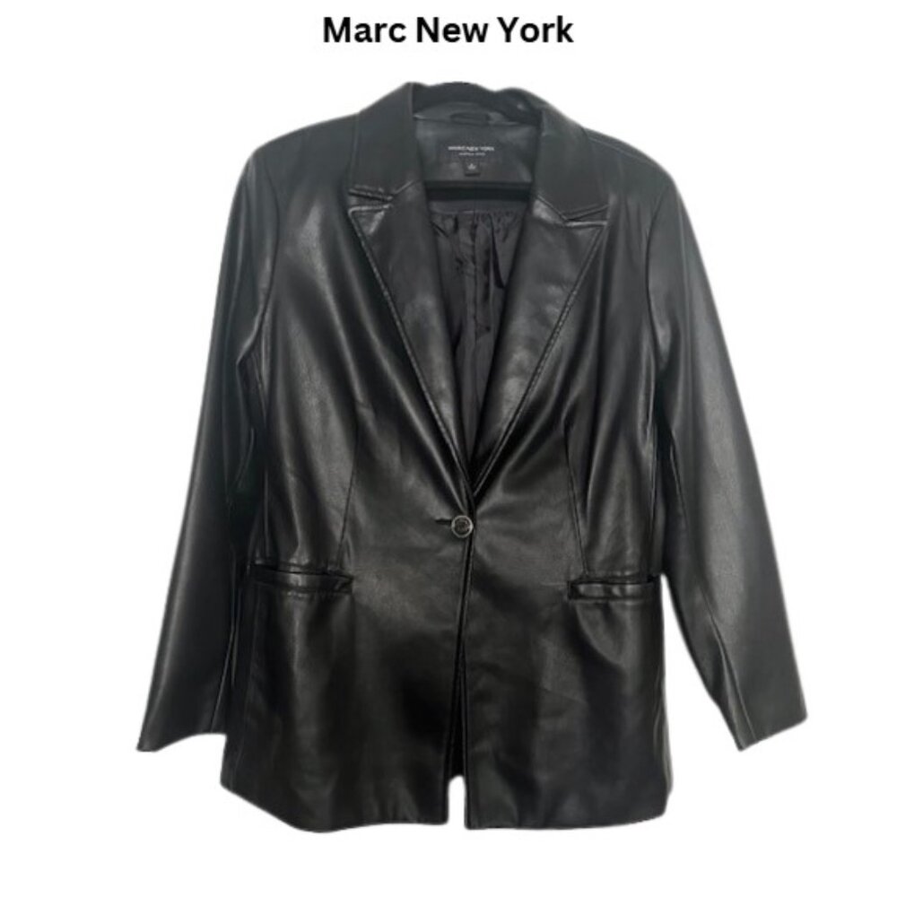 Marc New York Leather Look Jacket | Blazer | Black | Size Large